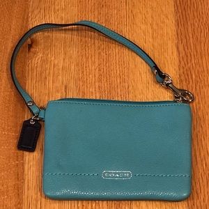 Coach Leather Wristlet Turquoise